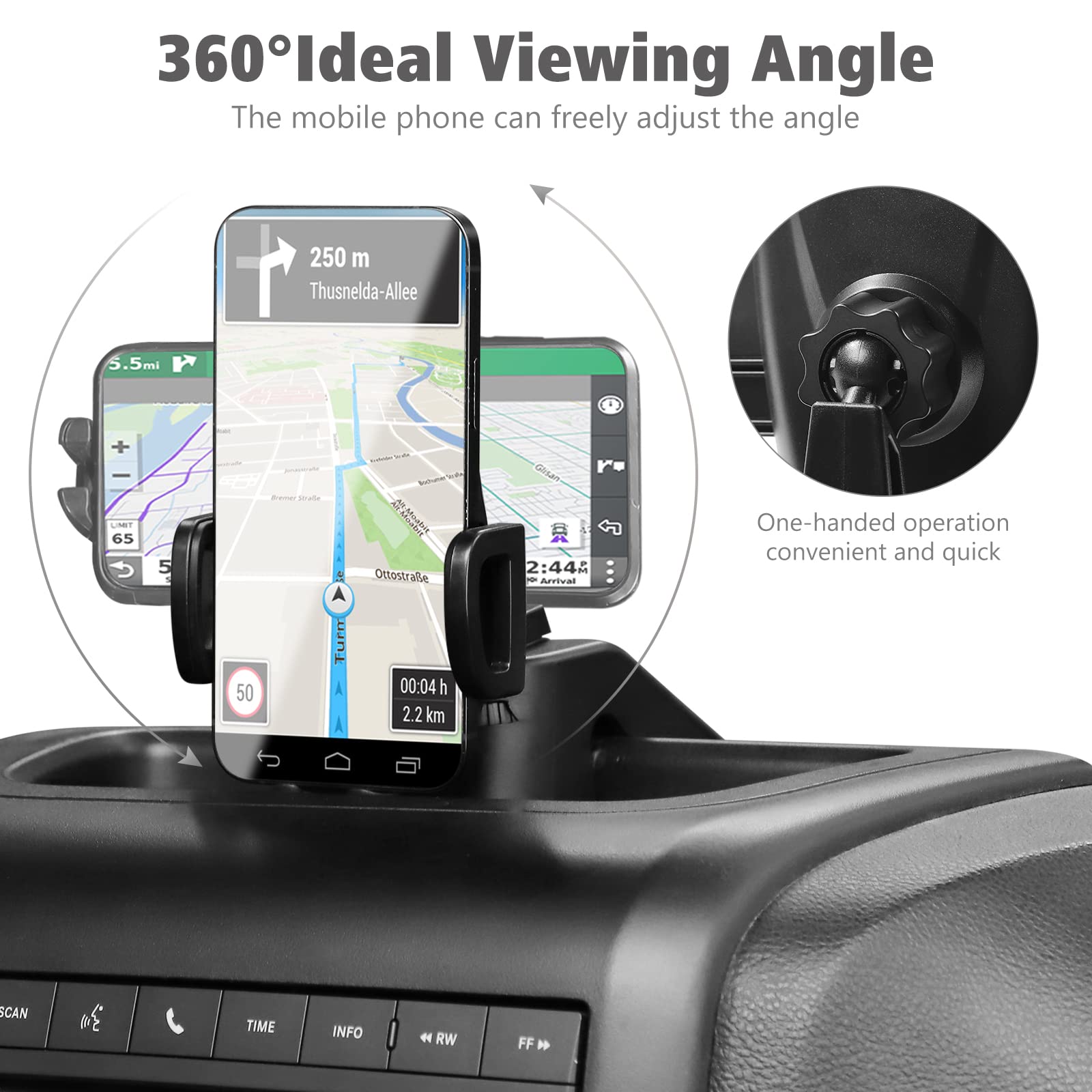 JeCar Upgrade Aluminum Alloy Phone Holder for Jeep Wrangler JK & JKU (2011-2018) - Secure Dash Mount Car Accessories | Perfect for Off-Roading, GPS Navigation & Hands-Free Driving