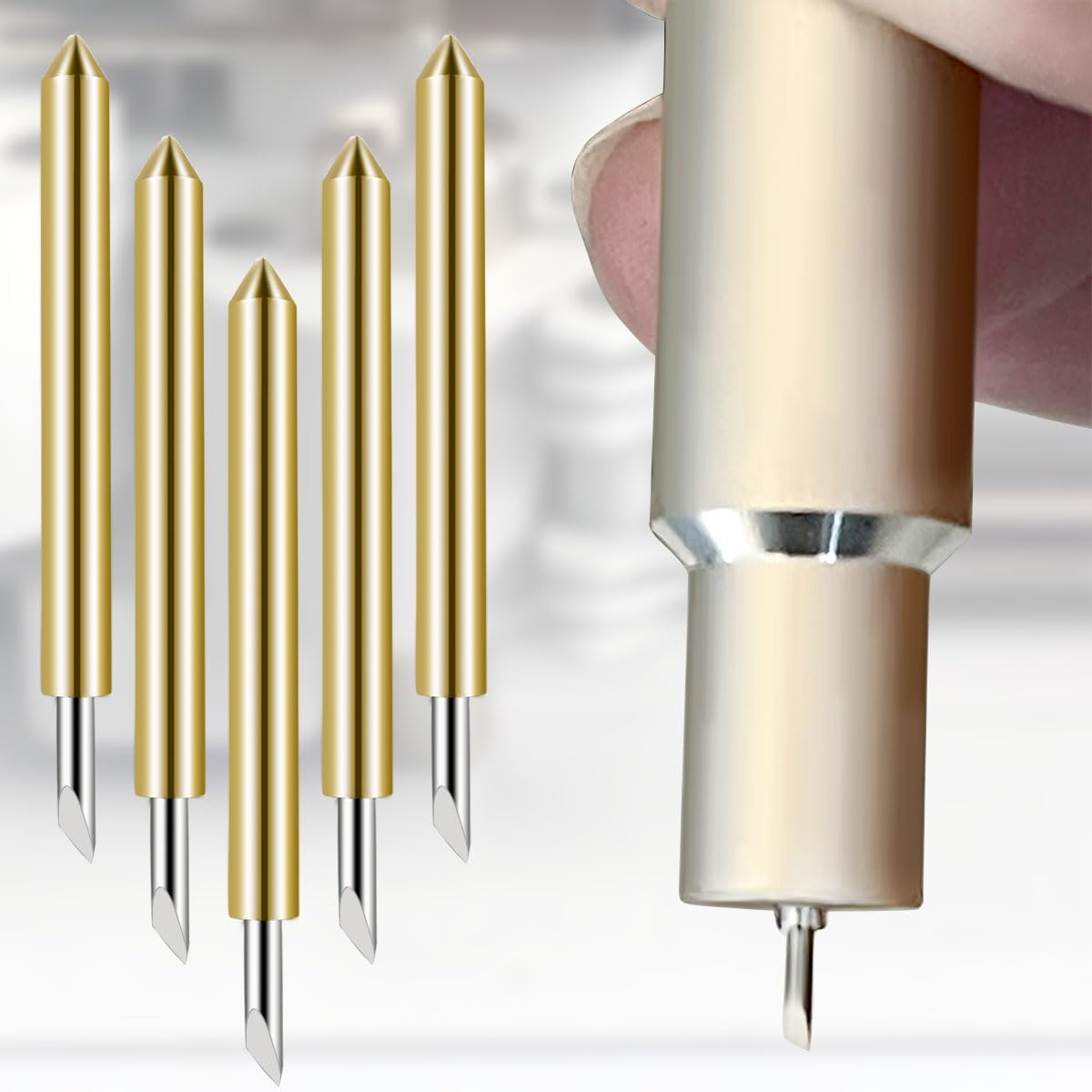 10-Pack Premium Fine Point Replacement Blades for Cricut Maker 3/Maker/Explore Air 3/Air 2 – Gold Cutting Blades for DIY Crafts, Vinyl Cutting, Paper Projects & Scrapbooking