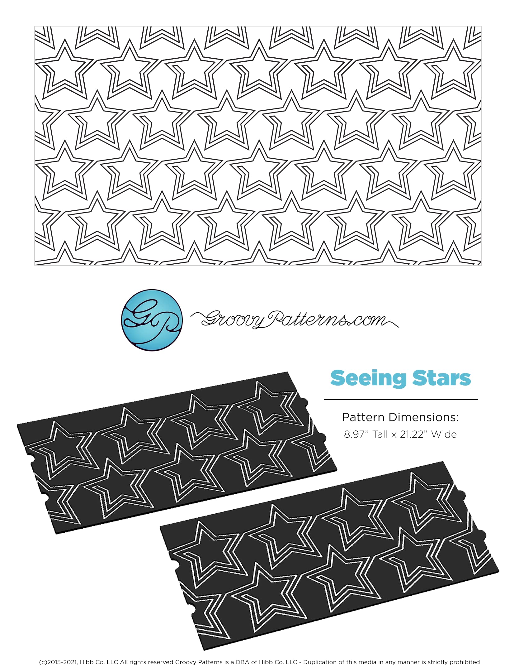 Groovy Patterns Seeing Stars Patchwork Quilt Pattern - Long Arm Board Sewing Templates for DIY Quilting Projects - Perfect for Home Decor, Baby Blankets & Craft Gifts
