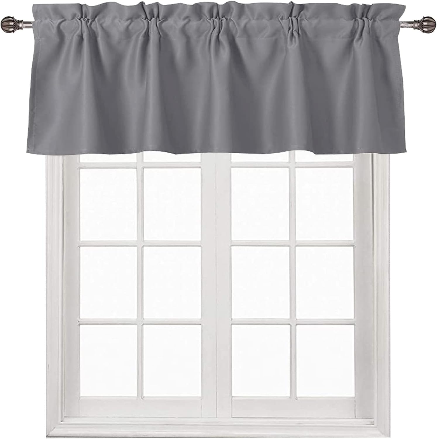 DWCN Grey Thermal Insulated Blackout Valance Curtains - 60x18 Inch Rod Pocket Kitchen Window Treatment for Energy Efficiency & Privacy (1 Panel) - Perfect for Kitchens, Breakfast Nooks & Cozy Dining Areas