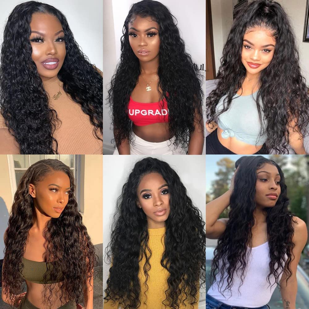 100% Unprocessed Brazilian Virgin Remy Human Hair Bundles - Water Wave 4 Bundles (18 20 22 24 Inch) | Natural Black Color Hair Extensions for Black Women | Perfect for Protective Styles, Weaves & Everyday Glam