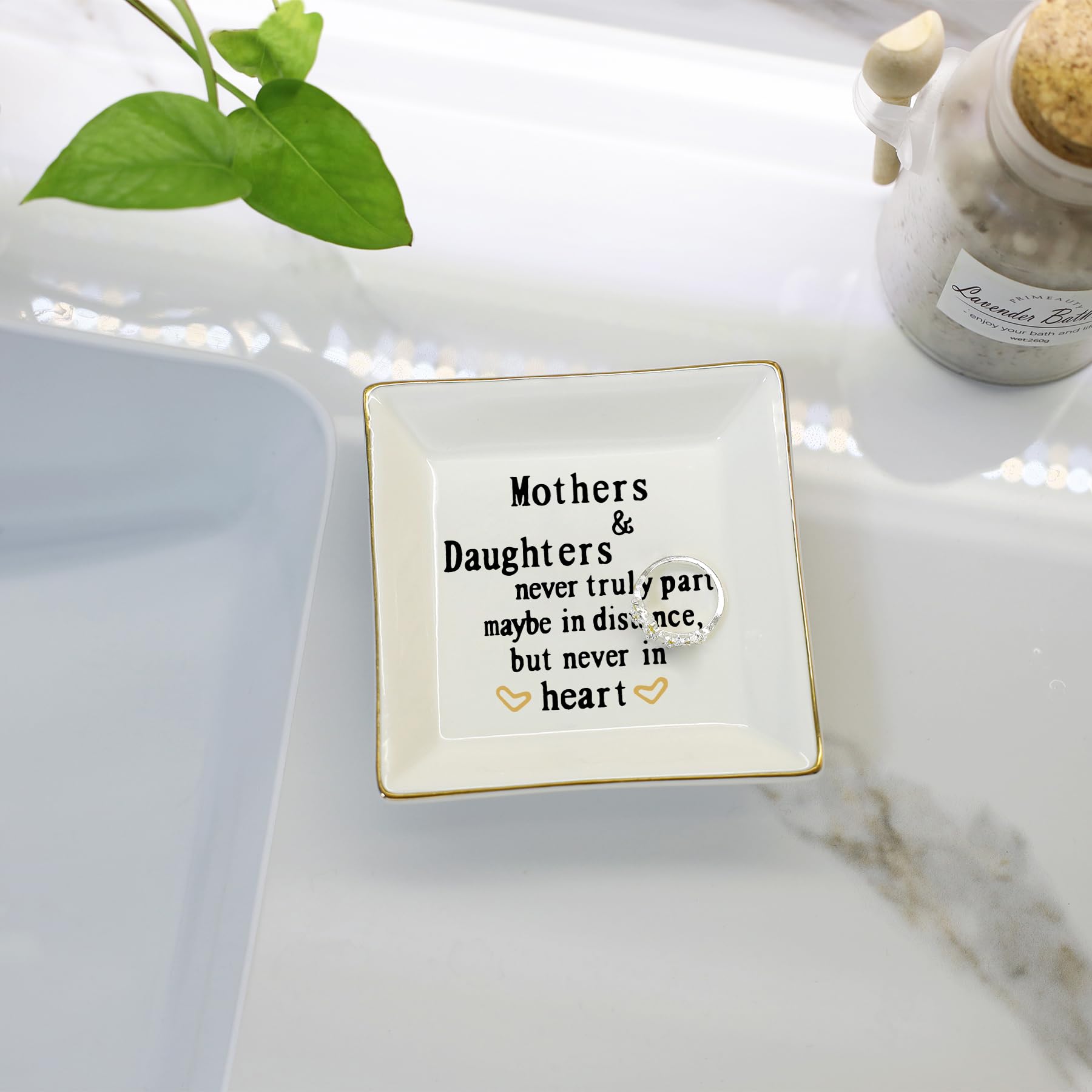 HOME SMILE Ceramic Ring Dish - Elegant Jewelry Tray for Rings, Earrings & Small Accessories - Perfect Gift for Women, Mom, Sister & Friends - Ideal for Bedroom, Bathroom & Vanity Organizer