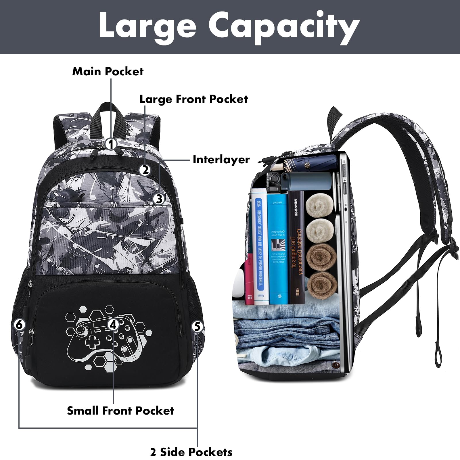 CAMTOP Boys Kids School Backpack - Durable Camo Print Bookbag for Elementary Students, Lightweight Travel Backpack for Daily Use, School Supplies & Outdoor Adventures
