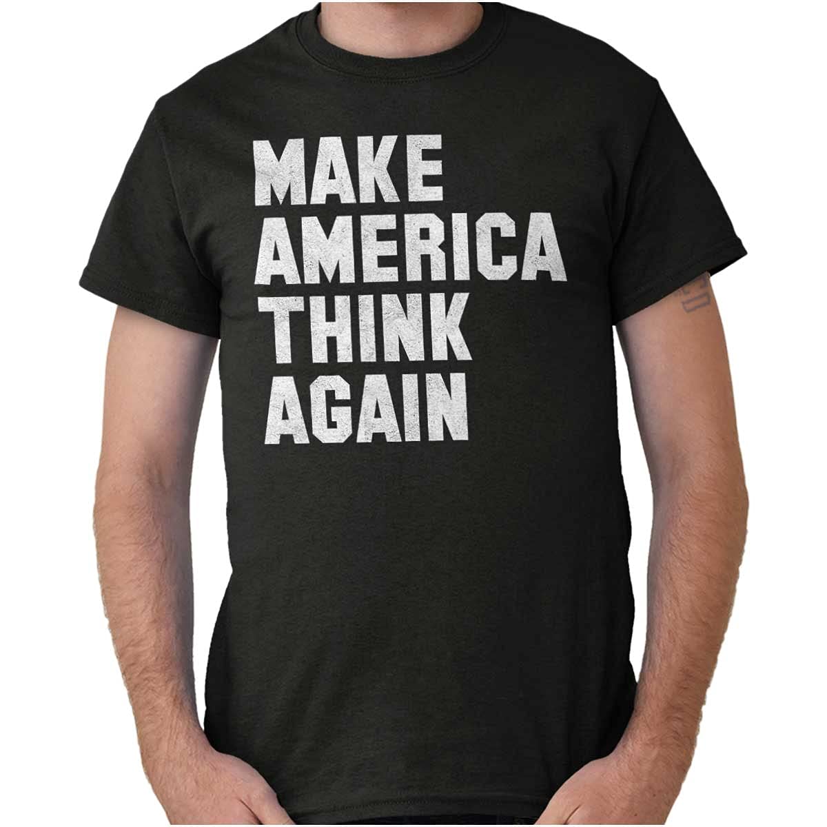 Brisco Brands Patriotic 'Make America Think Again' Graphic T-Shirt for Men & Women - Perfect for Political Rallies, Casual Wear & American Pride Events