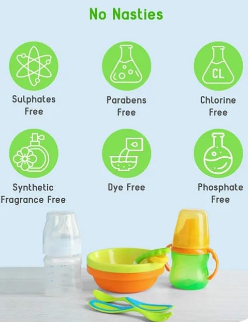 Babyhug Home Natural Dishwashing Gel - 500ml | Plant-Based, Gentle on Hands | Perfect for Daily Kitchen Cleaning & Baby Bottles