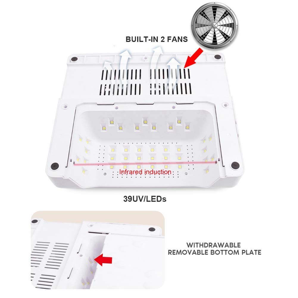 5 in 1 Nail Dust Collector & 30000RPM Grinding Polishing Machine with LED Desk Lamp - Professional Manicure Vacuum Cleaner for Home & Salon Use (US)
