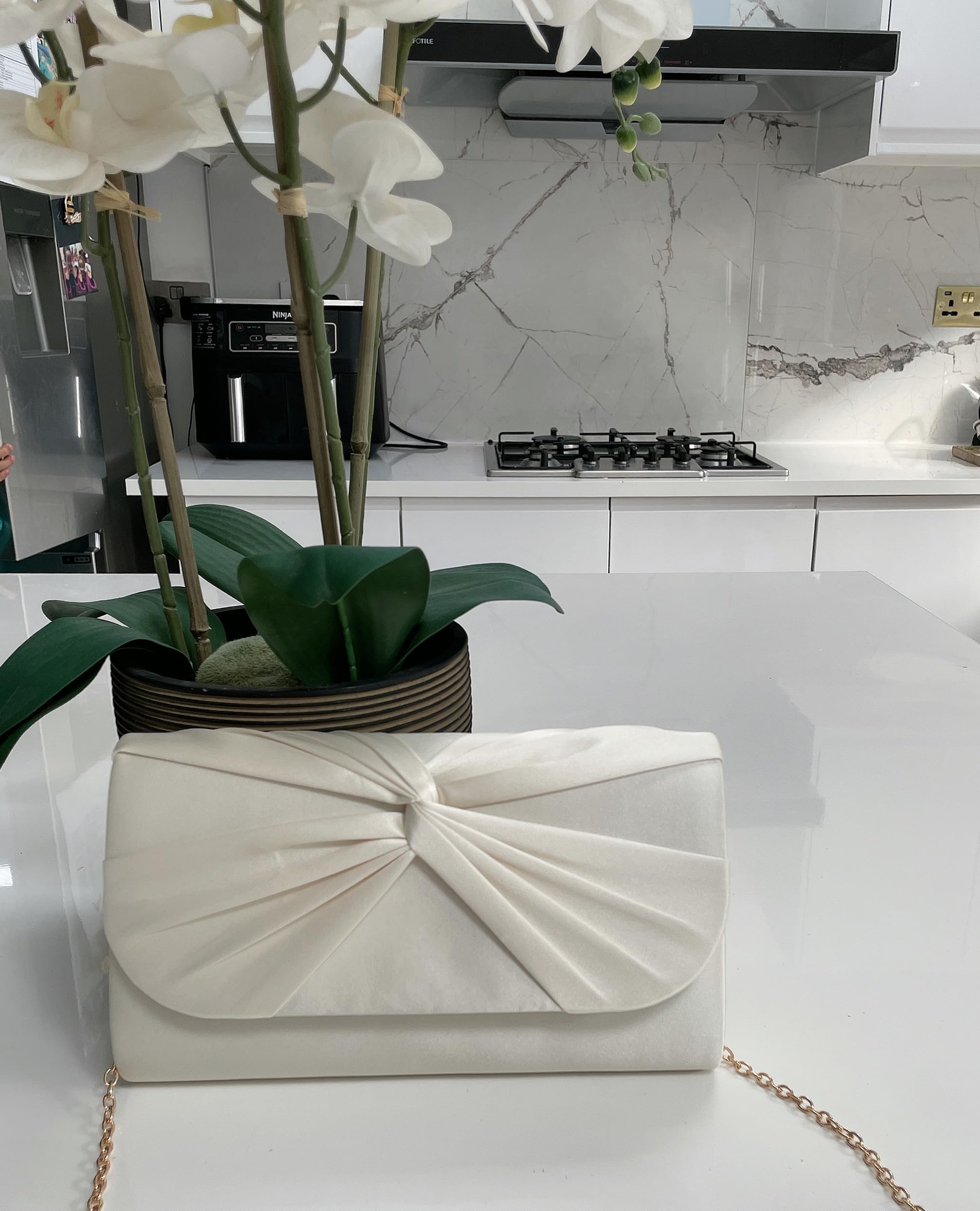 LeahWard Women's Satin Bow Clutch Purse - Elegant Crossbody Bag for Evening Parties, Weddings & Special Occasions