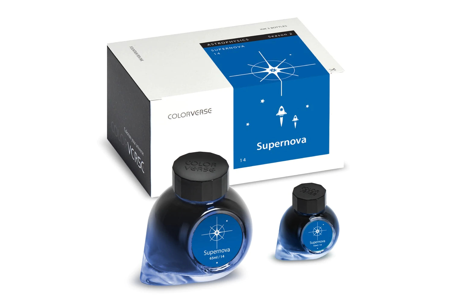 Colorverse Supernova Fountain Pen Ink Set - 65ml + 15ml Bottles for Writing, Calligraphy & Art | Premium Ink for Journaling, Note-taking & Creative Projects