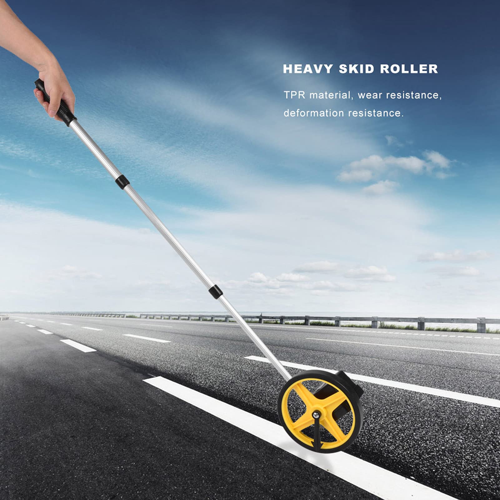 Heavy-Duty Telescopic Handle Measuring Wheel - Portable Distance Measuring Tool for Construction, Surveying & Landscaping (12