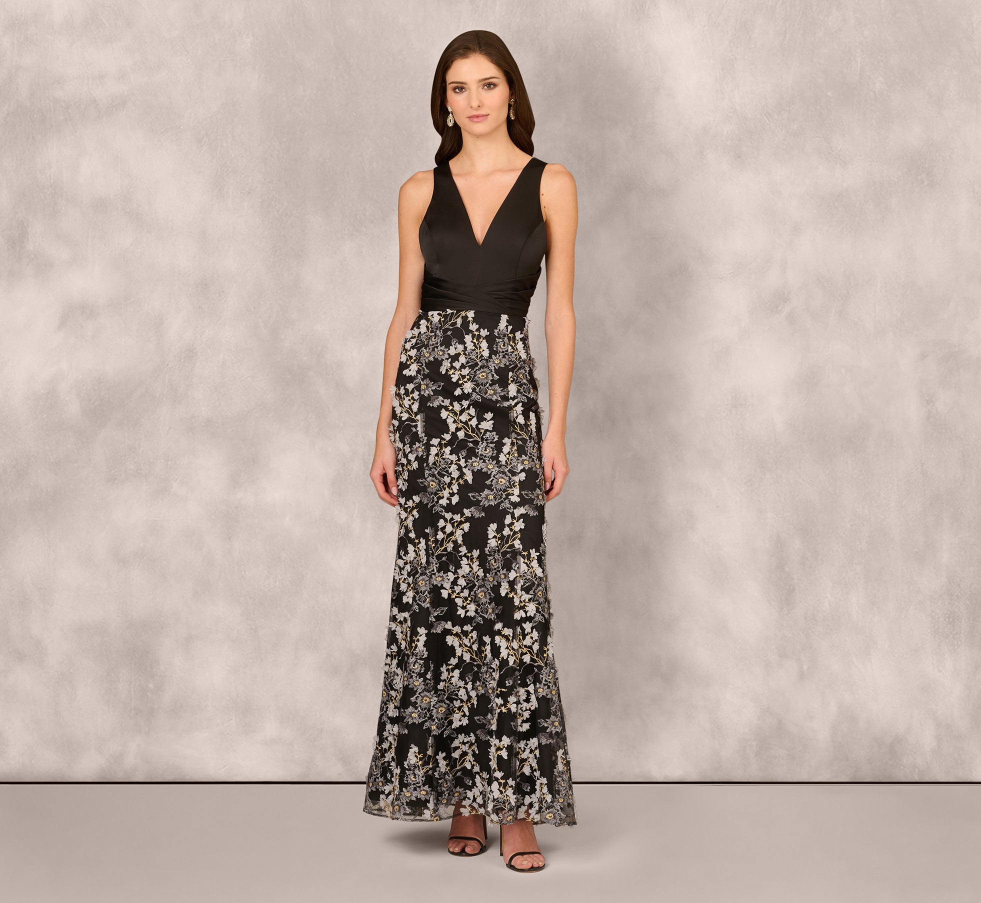 Elegant Sleeveless Embroidered A-Line Gown in Grey Multi Color - Perfect for Weddings, Parties & Special Occasions