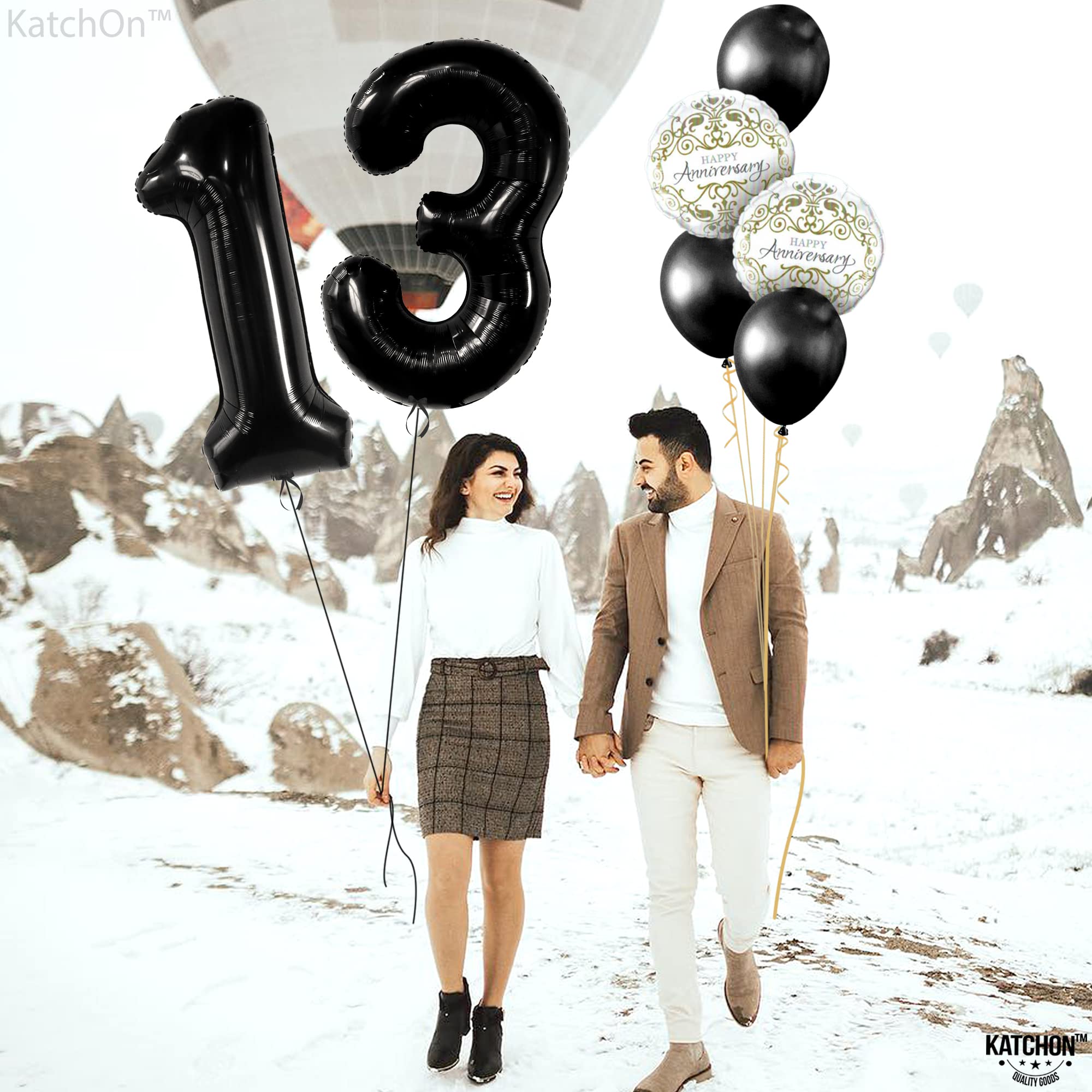 KatchOn 40 Inch Black 13 Balloon Numbers - Large Birthday Decorations for 13th Birthday Party | Teen Boy & Girl Celebration | Perfect for Sweet 16, Quinceañera & Milestone Events