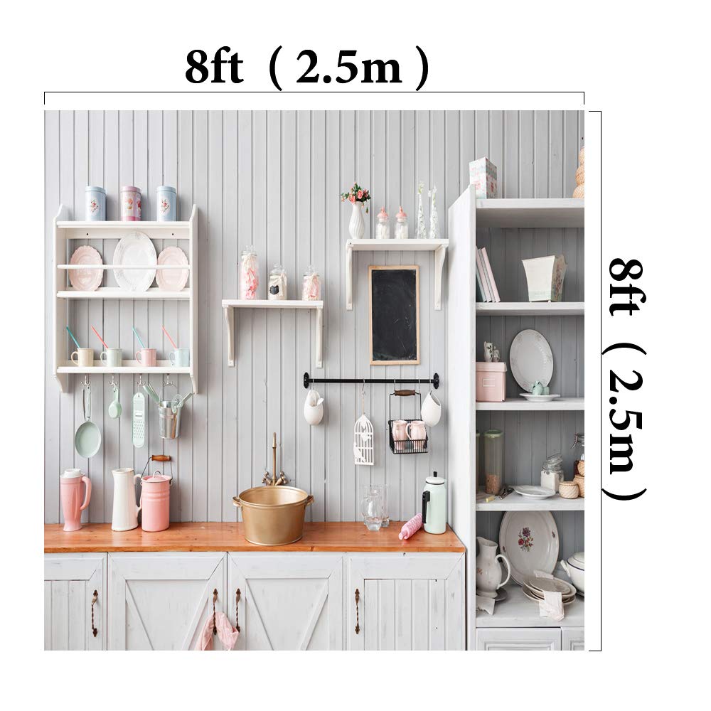 8×8ft Wood Panel Kitchen Backdrop for Photoshoot - Dining Room Interior Decoration & Photography Props for Food Blogging & Social Media Content