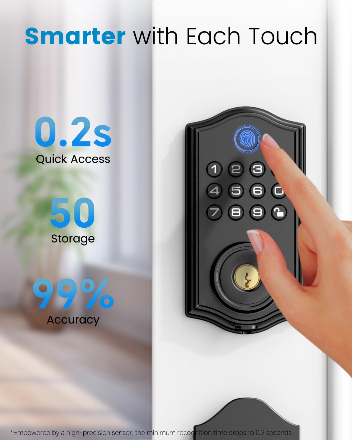 Smart Front Door Lock Set - Keyless Entry with APP Control, Fingerprint & Electronic Keypad, Auto Lock, Easy Installation (Black) - Secure Your Home with Modern Convenience for Families & Renters