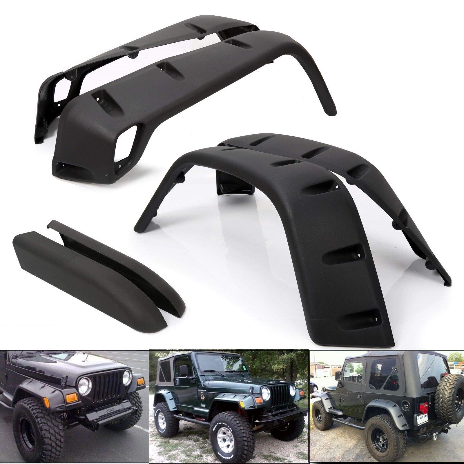 Luyao 6PC Black Fender Flares Kit for 1997-2006 Jeep Wrangler TJ - 7