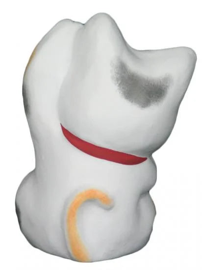 Authentic Japanese Maneki Neko (Beckoning Cat) Lucky Figurine - White Ceramic Fortune Cat Statue for Home Decor, Office Desk & Gift Giving