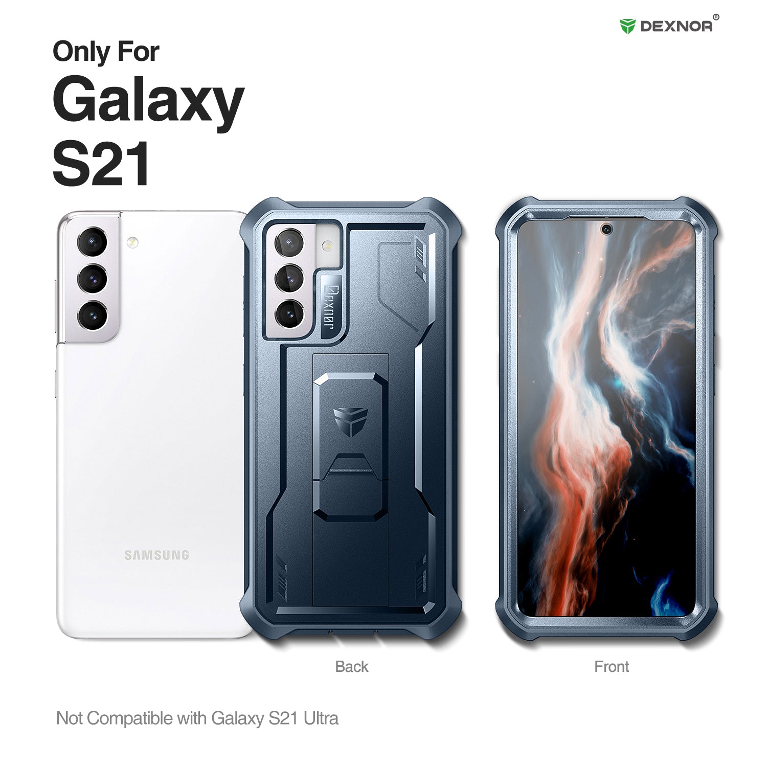 Durable Samsung Galaxy S21 Case with Screen Protector - Heavy Duty Shockproof Rugged Cover, Full Body Protection & Built-in Kickstand - Perfect for Outdoor Activities, Work & Travel