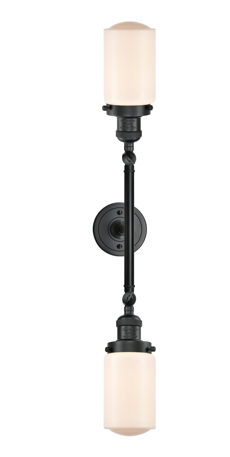 Franklin Restoration Collection 208L-BK-G311-LED Dover 2 Light Bathroom Vanity Fixture in Matte Black - Perfect for Modern Bathrooms, Powder Rooms & Home Renovations