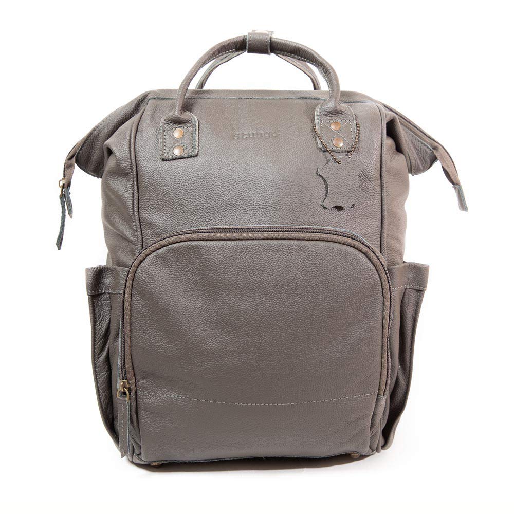 Premium Large Black Genuine Leather Diaper Backpack - Waterproof Unisex Baby Bag for Parents | Perfect for Travel, Daycare & On-the-Go Parenting