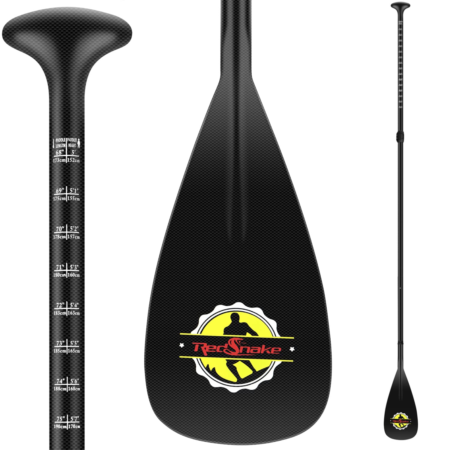 Premium Full Carbon Fiber SUP Paddle - 3-Piece Adjustable Stand Up Paddle Board Oar - Ultra Lightweight & Floating Design with Hydrodynamic Blade for Maximum Power & Efficiency - Perfect for Surfing, Yoga, Fishing & Ocean Adventures