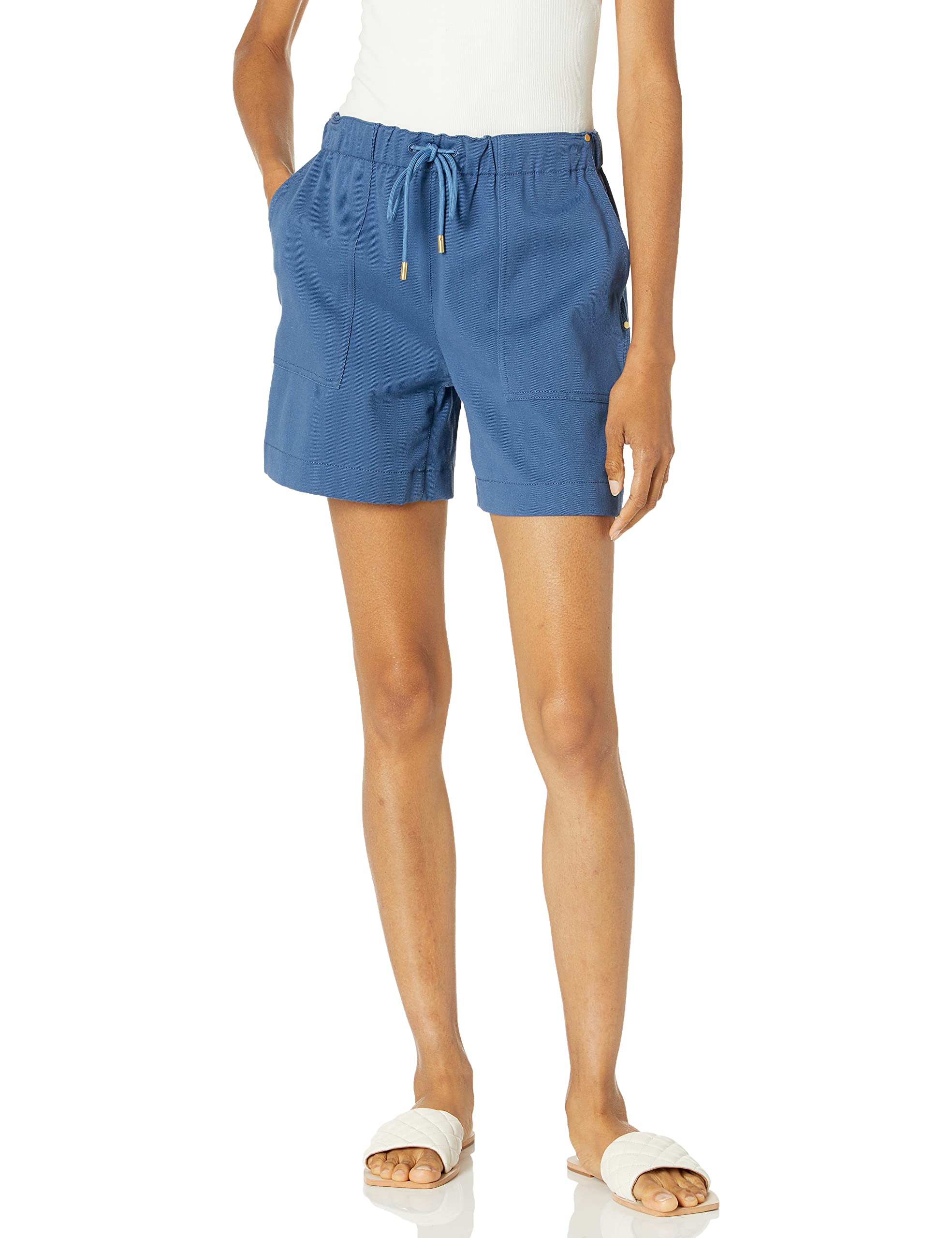 Theory Women's Drawcord Shorts - High Waist Casual Comfort Stretch Fabric for Summer Outfits | Perfect for Beach, Yoga, and Everyday Wear