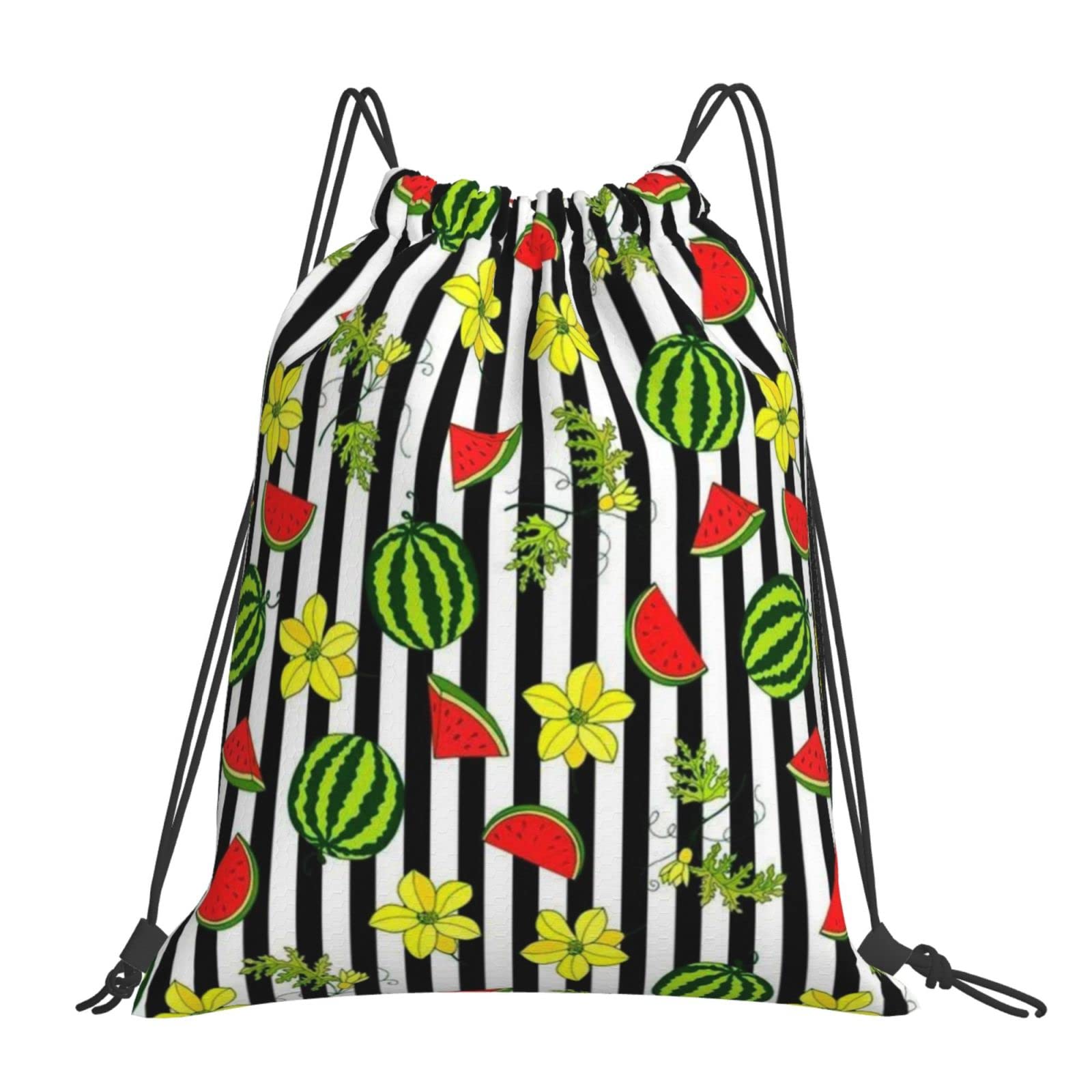 Stocakes Watermelon Fruit Print Unisex Drawstring Backpack - Waterproof Polyester Gym Sack, Sport Daypack for Women & Men - Perfect for Gym, Travel, School & Outdoor Activities