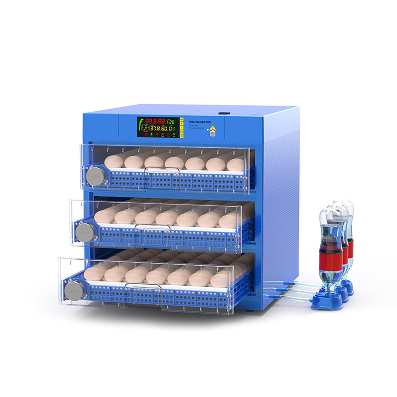 192 Eggs Poultry Incubator with Auto Turner & Temperature Control - Automatic Dual Power Hatching Machine for Chicken, Duck, Goose, Quail Eggs - Perfect for Home Farms, Hatcheries & Backyard Poultry Breeding (Includes Egg Candler & Ventilation System)