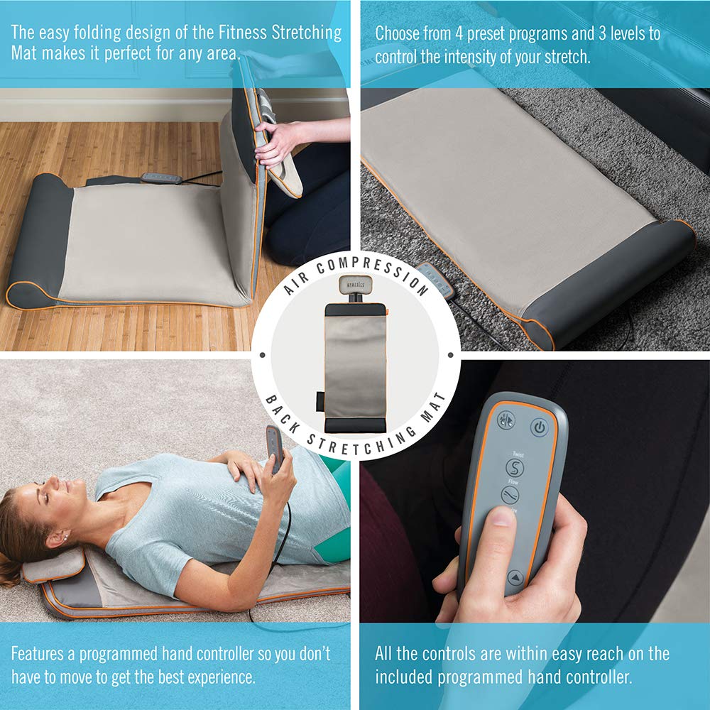 Homedics Silver Yoga Mat with Air Compression & 3 Intensity Levels - Premium Back & Lumbar Support for Stretching, Fitness & Home Workouts - Ideal for Yoga, Pilates & Physical Therapy Recovery