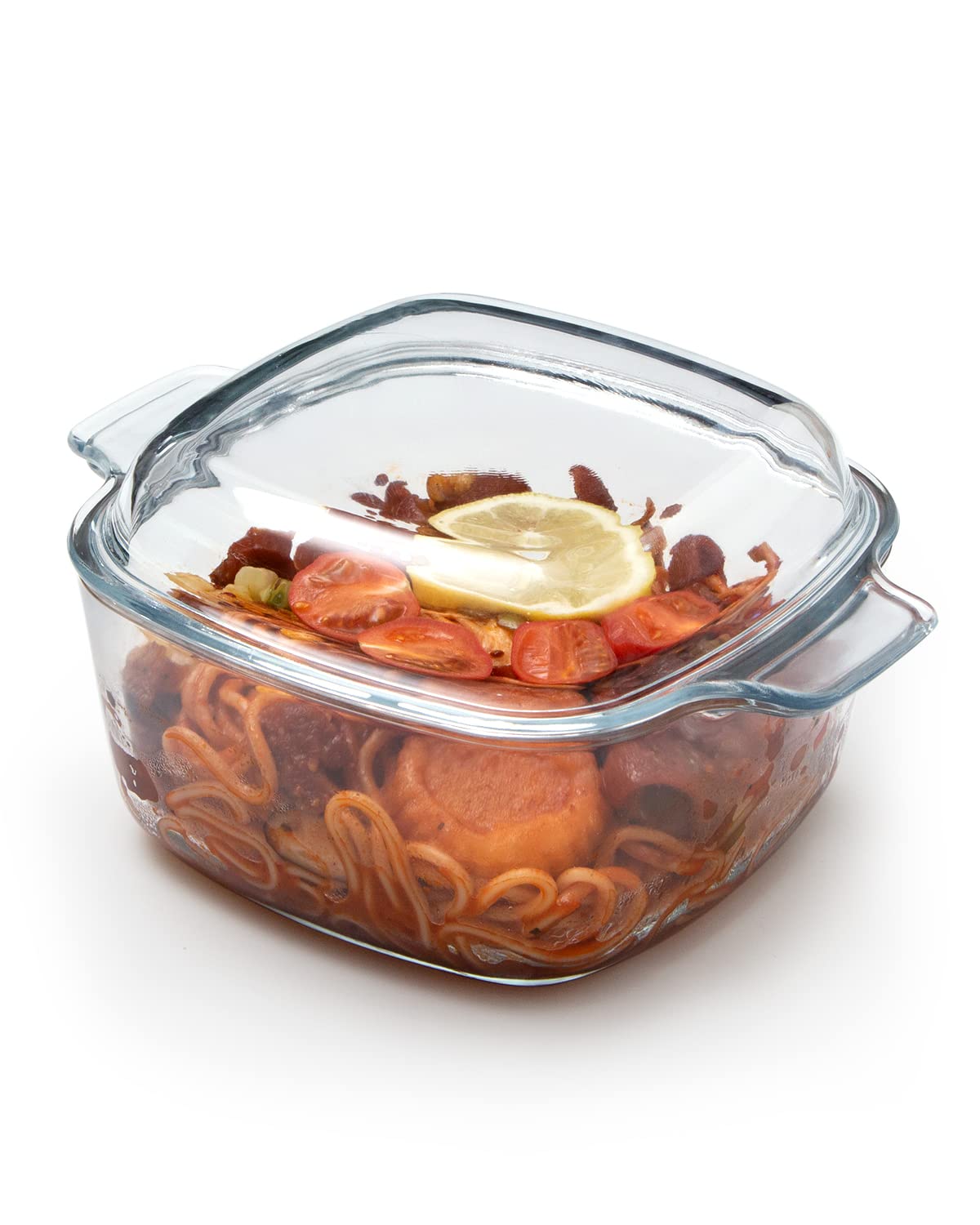 Nutriups 1.5L Square Glass Casserole Dish with Lid - Oven, Microwave & Freezer Safe Bakeware - Perfect for Baking, Roasting & Meal Prep (Lasagna, Casseroles, Desserts)