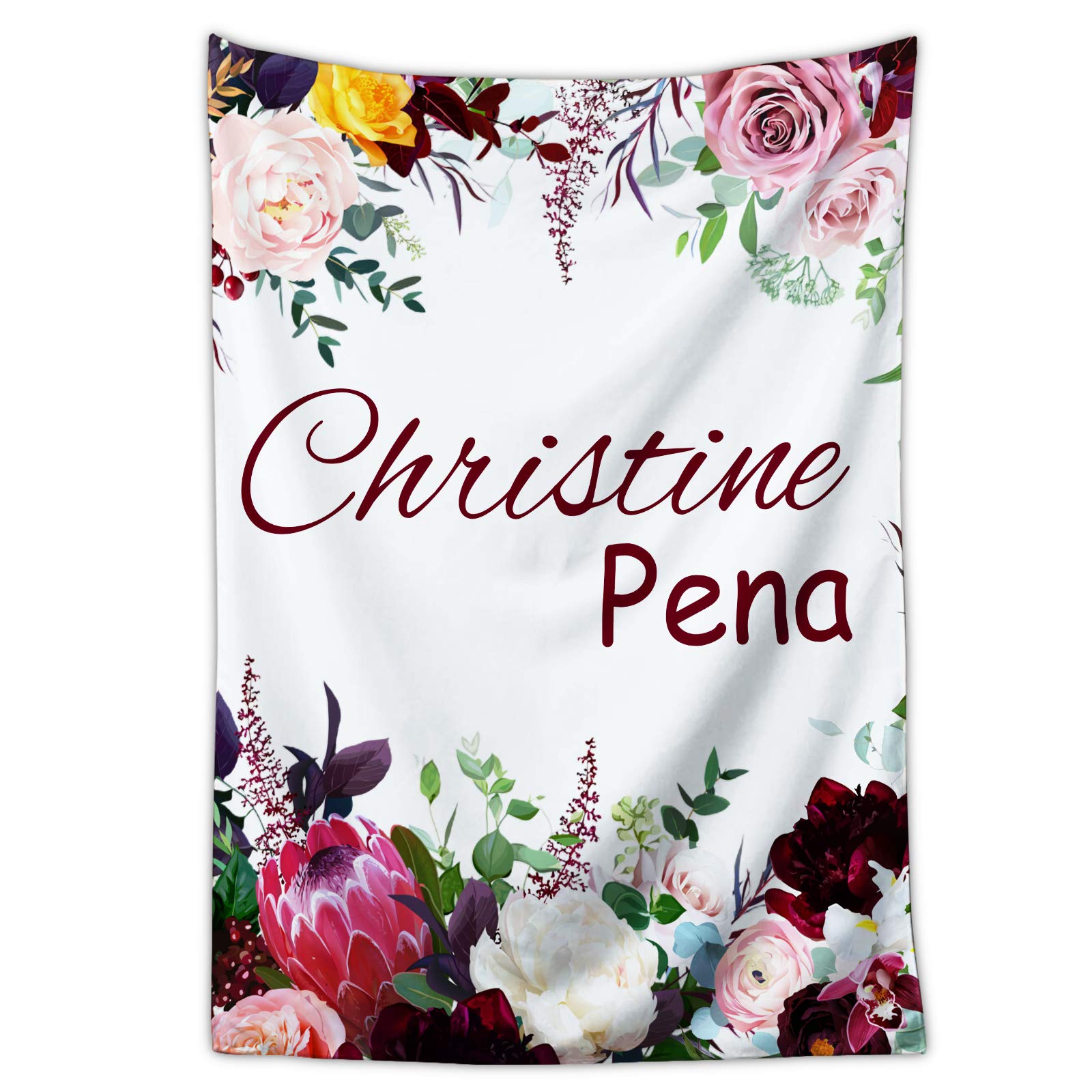 Personalized Baby Blanket with Name - Custom Floral Baby Blanket for Girls, Newborns & Infants - Perfect for Nursery, Baby Shower Gifts & Photo Props