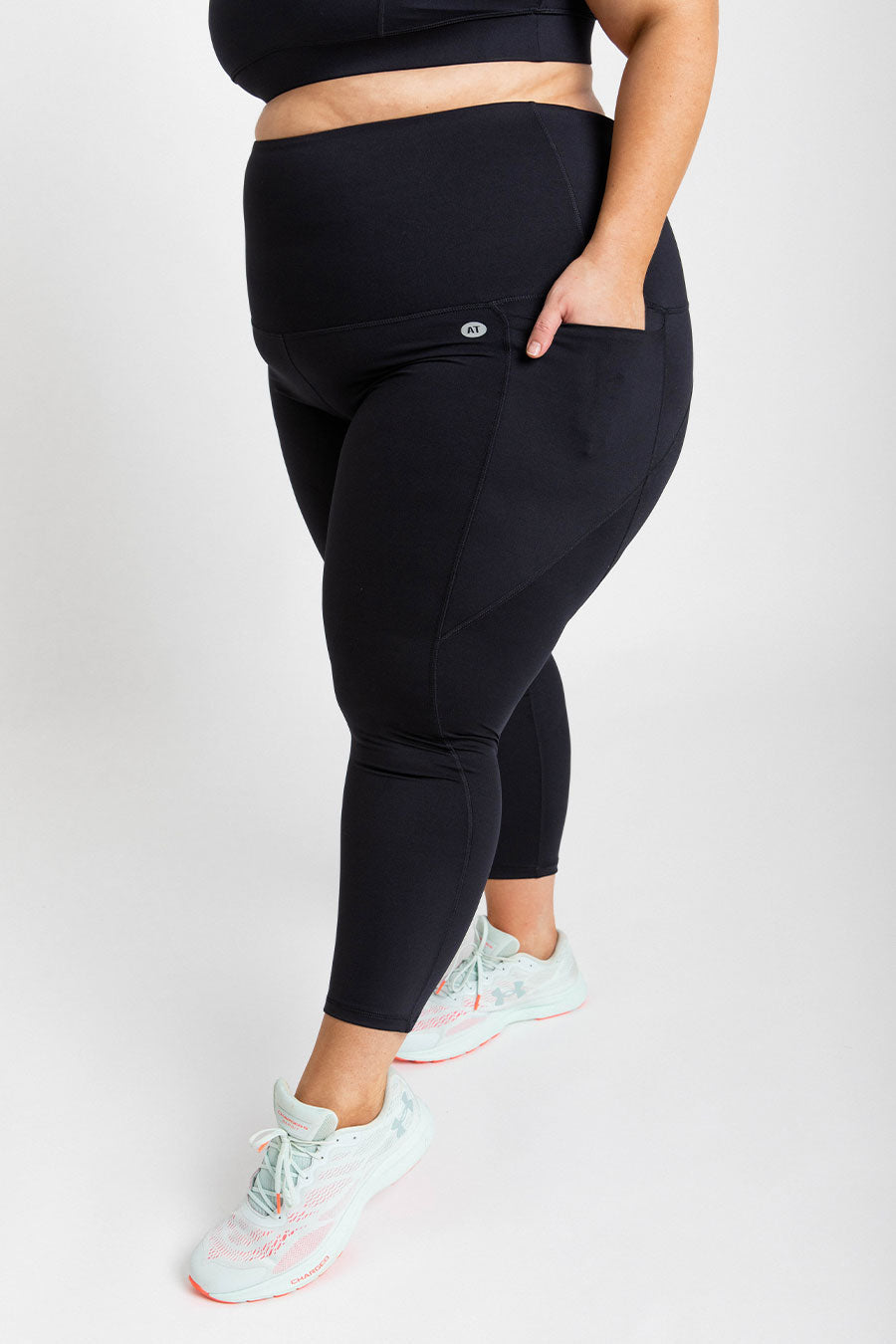 Training Pocket Move 7/8 Leggings for Women - Black | High-Waisted Workout Yoga Pants with Side Pockets | Perfect for Gym, Running & Lounge Wear