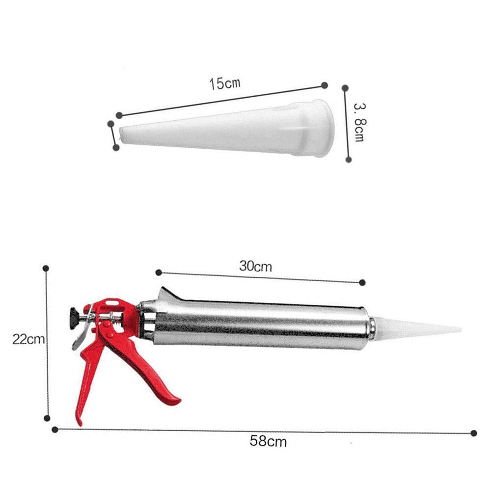 Premium Stainless Steel Caulking Gun for Grout & Mortar - Heavy Duty Hand Applicator with 2 Nozzles - Perfect for Tile, Bathroom & Kitchen Renovations
