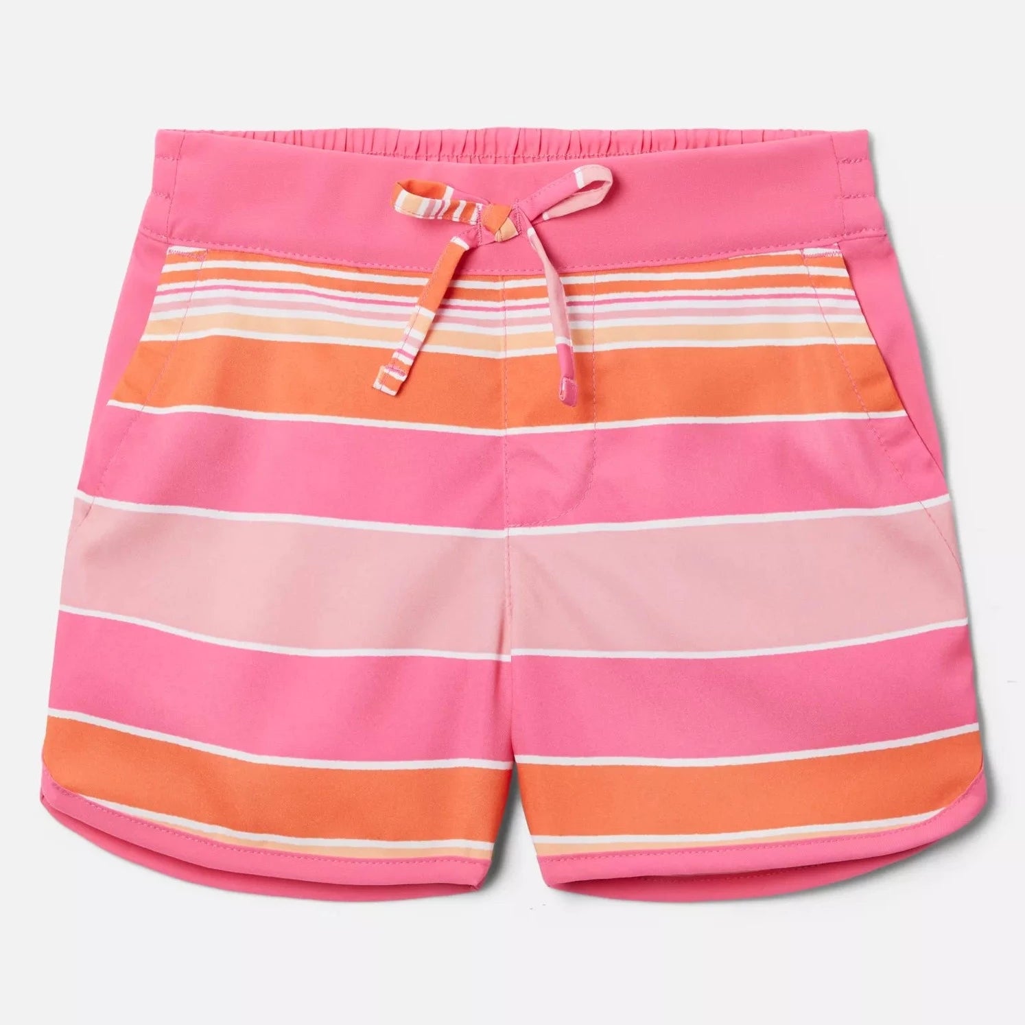 Columbia Wild Geranium Danby Stripe Sandy Shores Toddler Board Shorts - Quick-Dry Swim Trunks for Boys & Girls, UPF 50+ Sun Protection, Beach & Pool Play Outfit