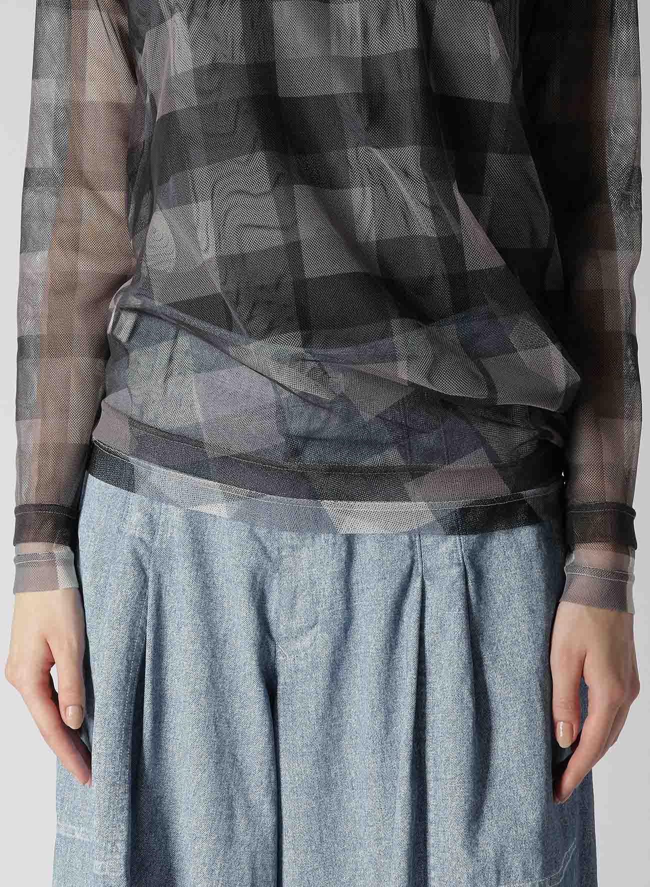 Double Layer Plaid Print Tulle Long Sleeve Dress - Elegant Flowy Women's Party Dress for Holiday, Wedding & Special Occasions