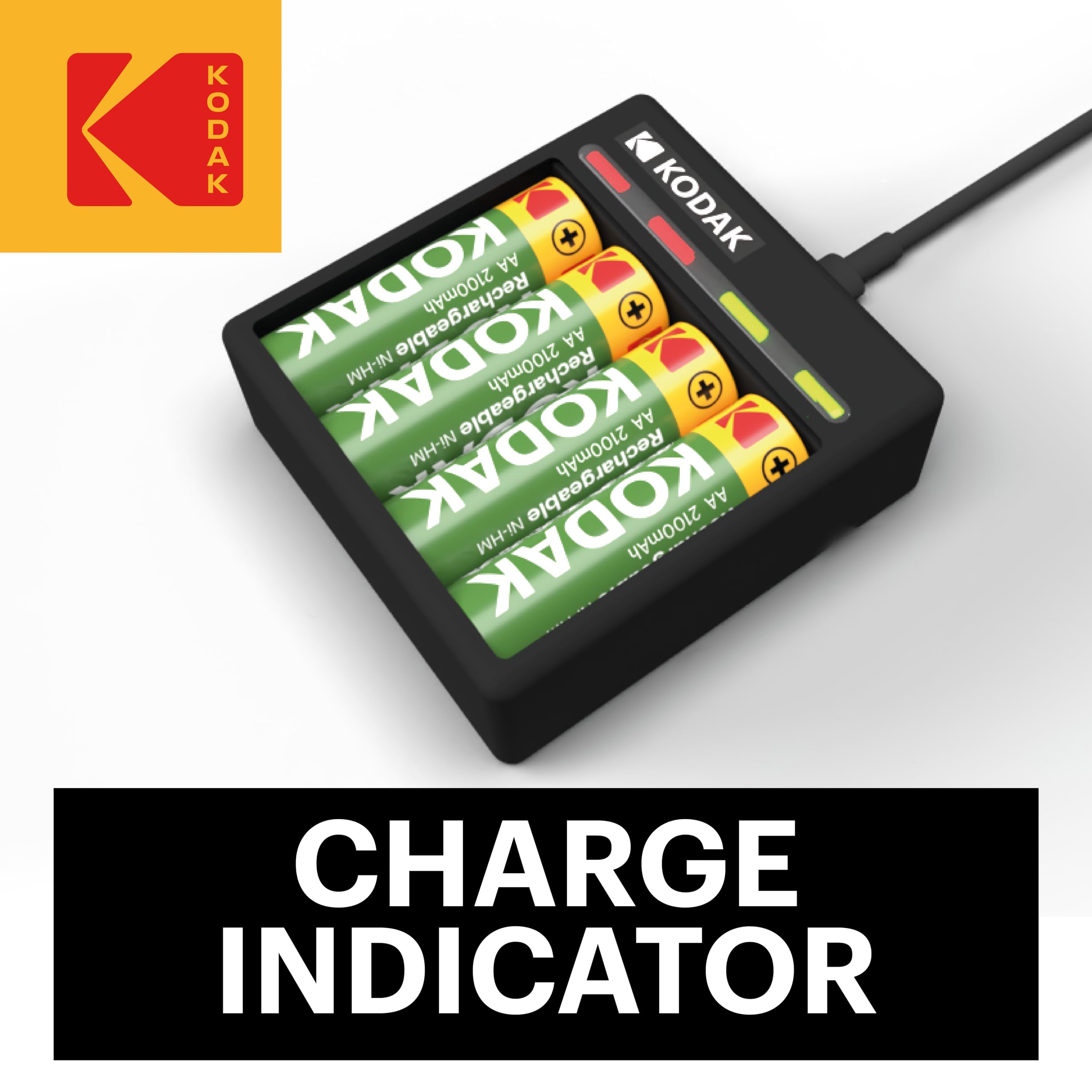 Kodak Rechargeable AA AAA Batteries with Charger - 4 Pack Double A Batteries Included - Perfect for Cameras, Toys, and Electronics