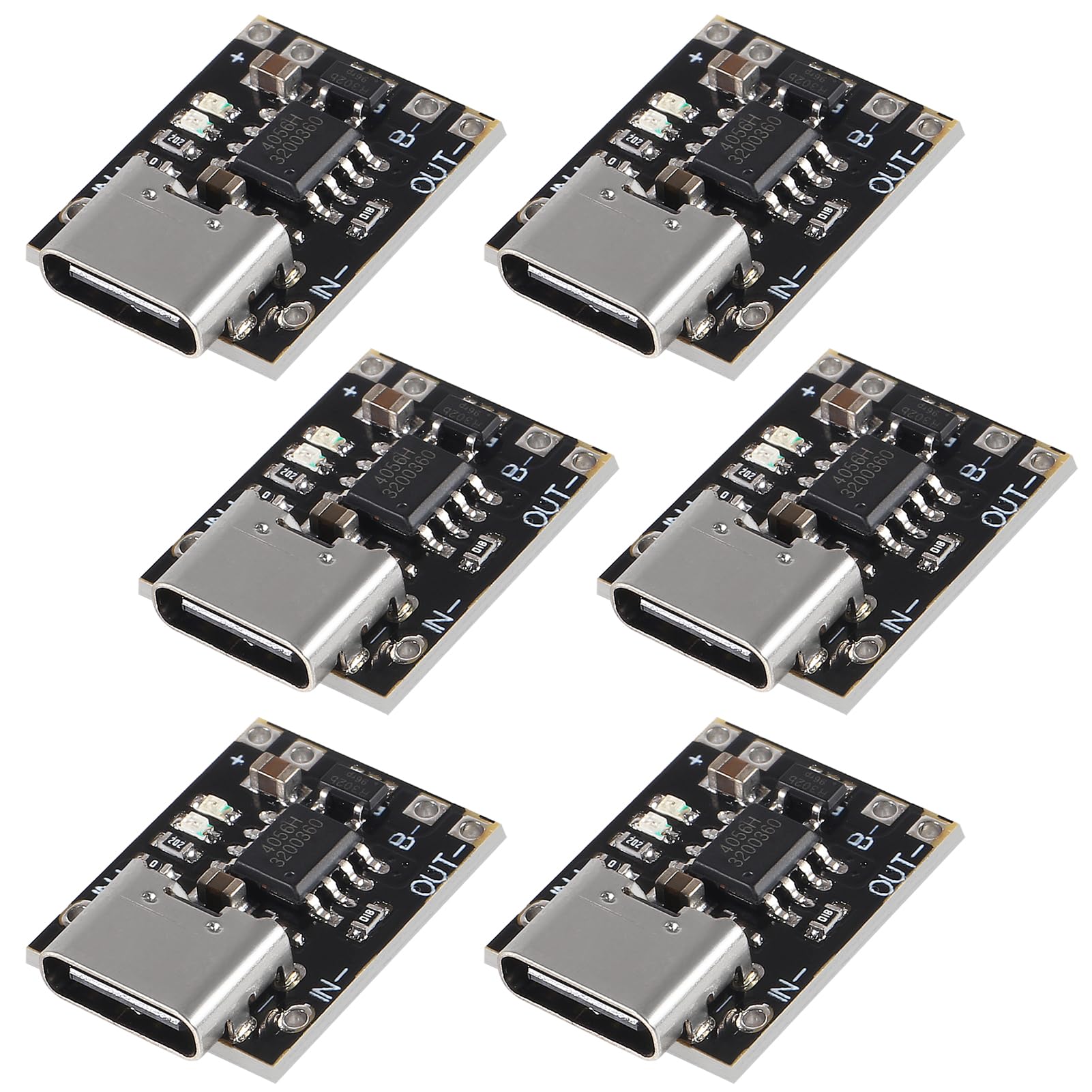 TP4057 1A 3.7V Lithium Battery Charging Board with Overcharge Protection - Type-C USB C Li-ion Battery Charger Module (6 Pack) - Perfect for DIY Electronics, Solar Projects, and Portable Device Charging