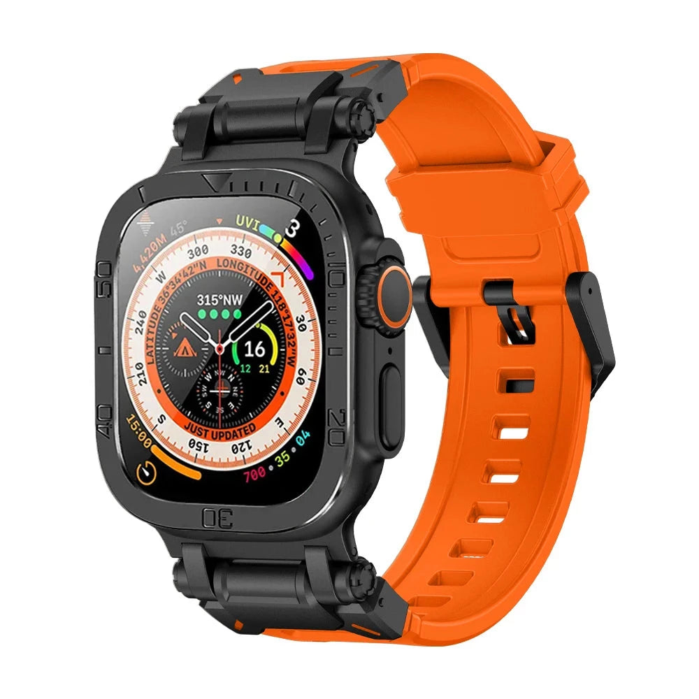 Durable Silicone Band with Stainless Steel Case & Tempered Glass - Perfect for Outdoor Sports, Fitness & Everyday Wear
