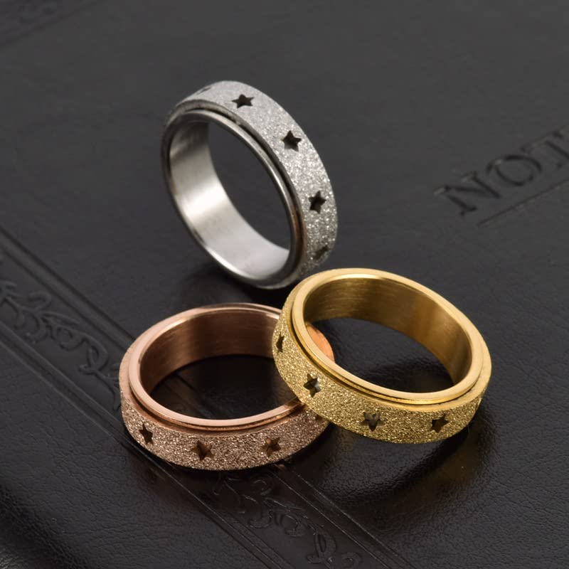 Keep Going Inspirational Spinner Ring - Stainless Steel Motivational Jewelry for Teens & Women, Star Glitter Matte Finish, Sizes 5-12 - Perfect for Graduation Gifts, Daily Encouragement & Stress Relief