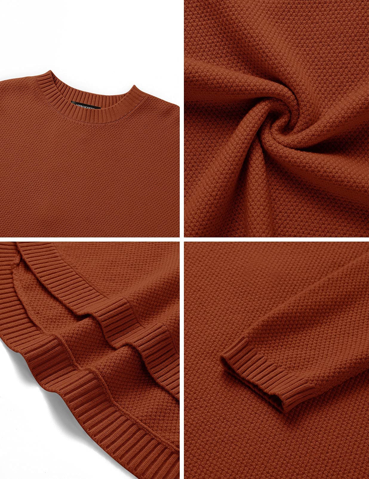 MEROKEETY Women's Oversized Knit Sweater - Long Sleeve Crew Neck Pullover Top for Fall 2025 | Cozy Casual Wear, Layering Essential, Office Outfit & Weekend Comfort