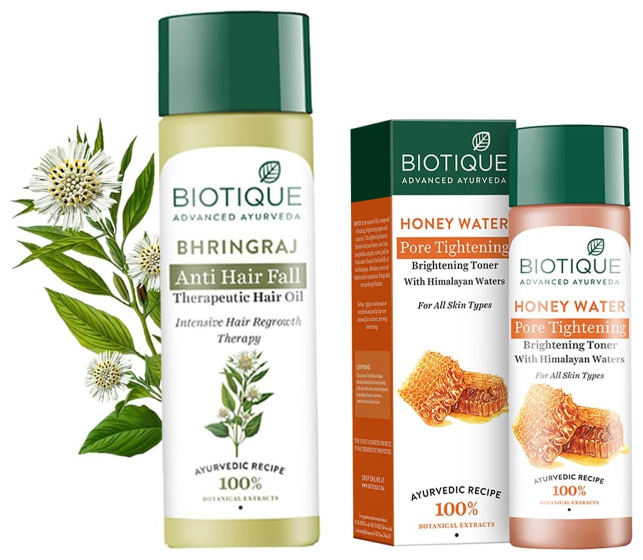 Biotique Therapeutic Oil & Toner Set - 200ml Oil + 120ml Toner for Hair & Skin Care - Perfect for Daily Hydration & Relaxation Therapy