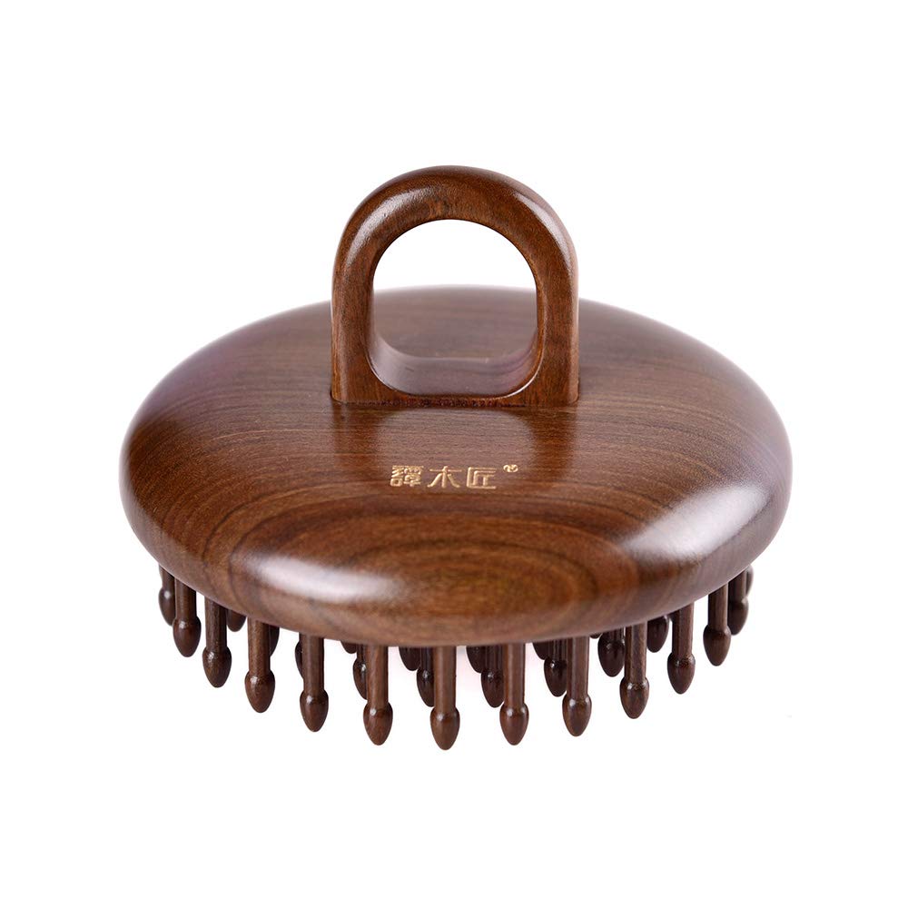Premium Wooden Hair Comb for Women & Men - Round Shape with Inserted Teeth for Scalp Massage - Ideal for Daily Hair Care, Detangling & Relaxation at Home or Travel