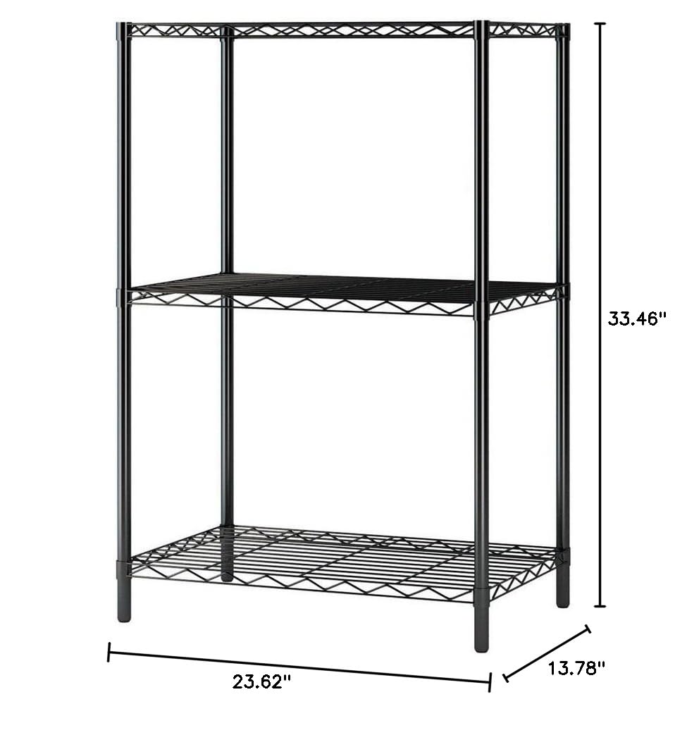WEI WEI GLOBAL 3-Tier Metal Wire Shelving Unit - NSF Certified Adjustable Storage Rack for Garage, Laundry, Bathroom & Kitchen - Organize Closet, Pantry or Office - 24