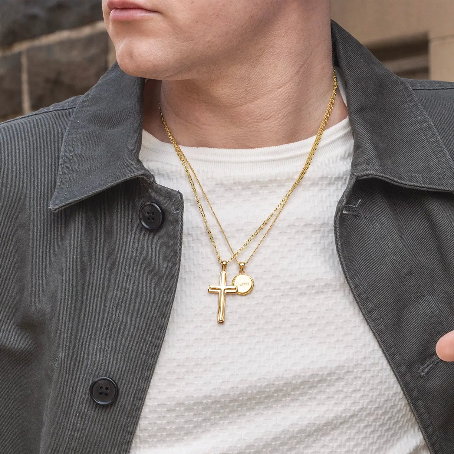 Men's Heavy Gold Cross Necklace - 14K Solid Gold Religious Pendant for Men - Perfect for Church, Gifts & Everyday Wear