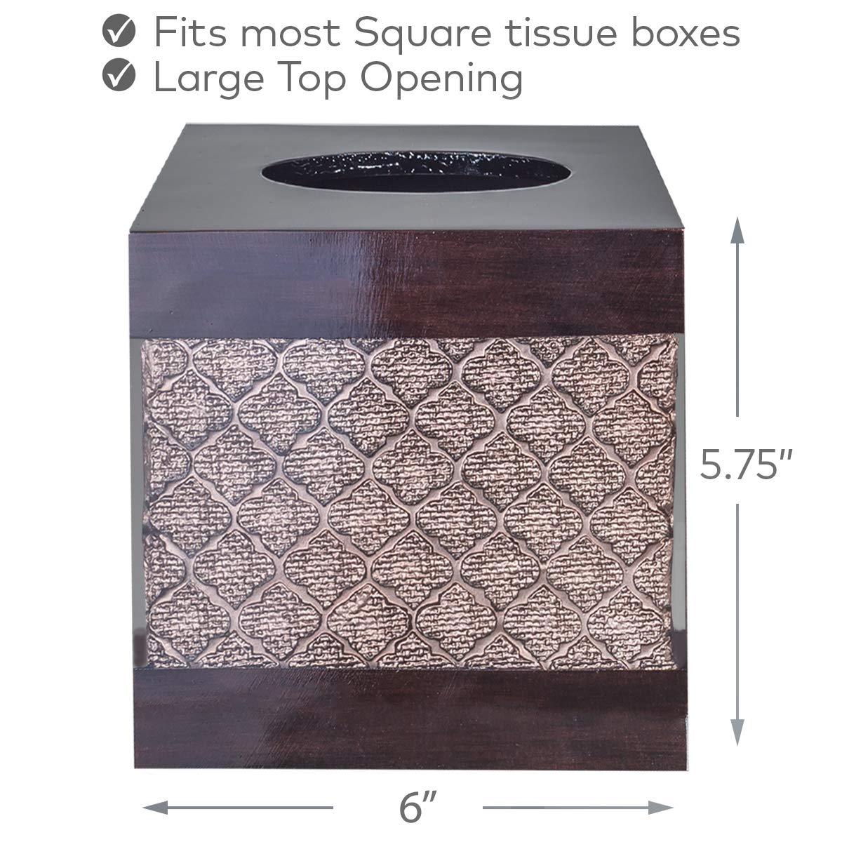 Modern Brown Dahlia Square Tissue Box Cover - Elegant Decorative Bathroom Tissue Holder for Home & Office Decor | Perfect for Bathrooms, Living Rooms & Bedrooms