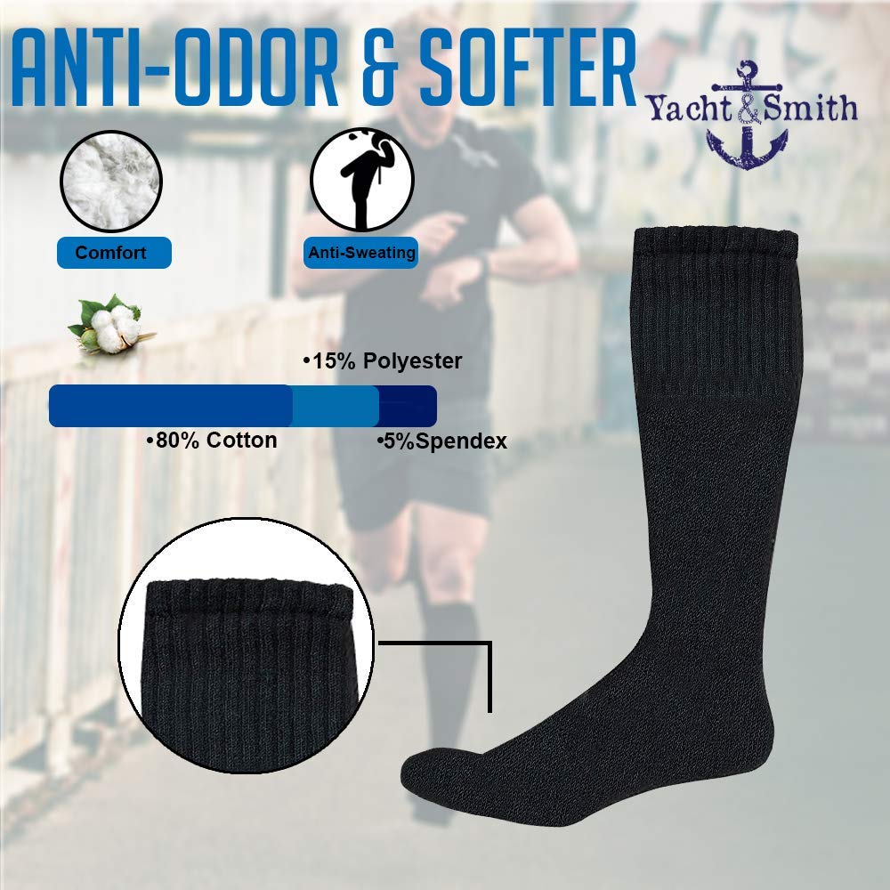 240 Pairs Yacht & Smith 30 Inch Men's Long Tube Socks - Bulk Cotton Athletic Socks for Sports & Casual Wear (Size 10-13) - Perfect for Running, Hiking, Gym & Everyday Comfort