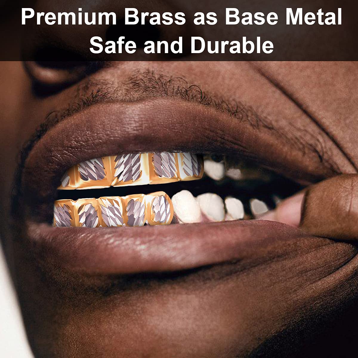 18K Gold Plated Hip Hop Grillz for Men & Women - Custom 6 Top & 6 Bottom Teeth Set in Gold/Silver - Perfect for Rap Performances, Music Videos & Street Fashion