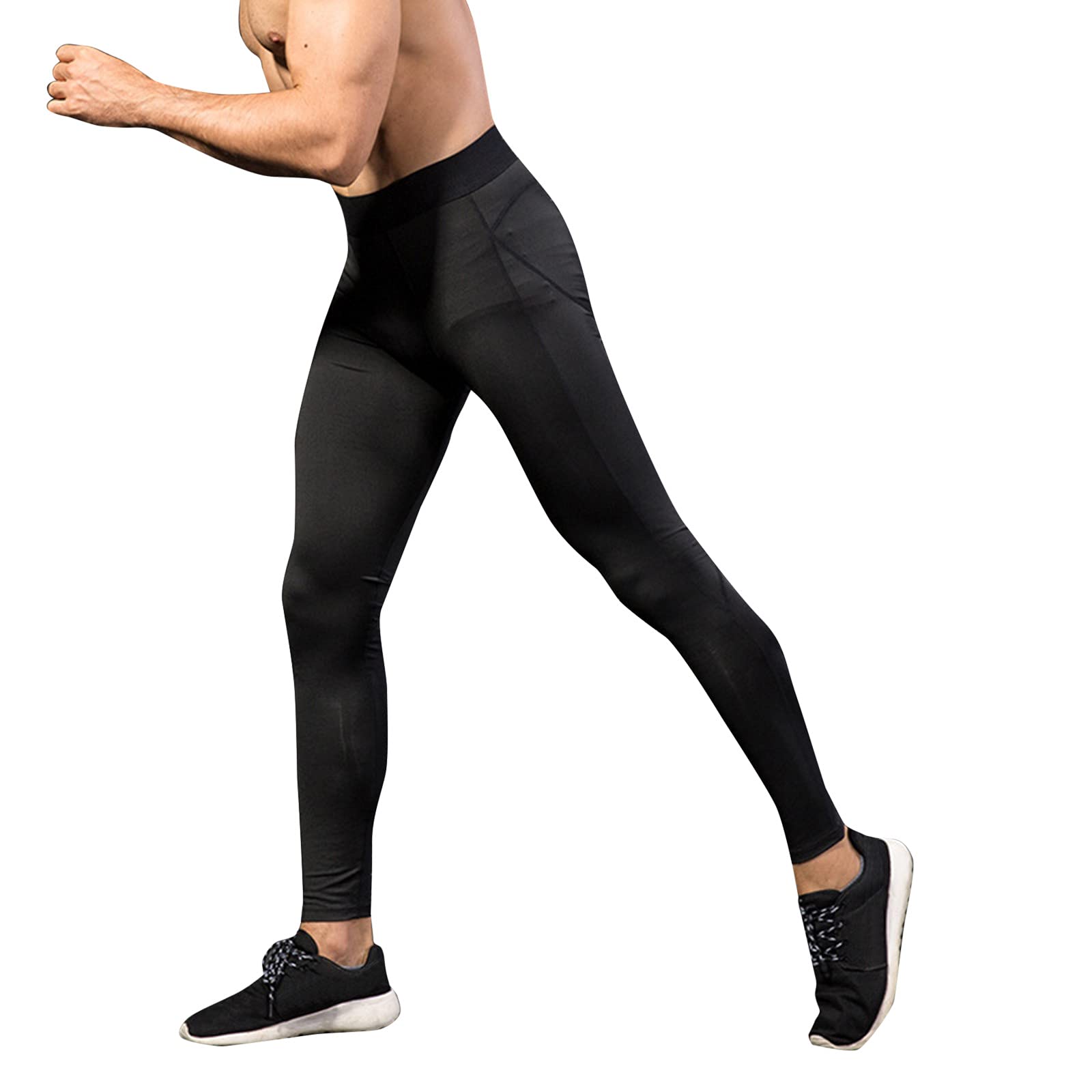 Men's Winter Running Leggings - Red/Black Compression Pants for Gym & Workouts