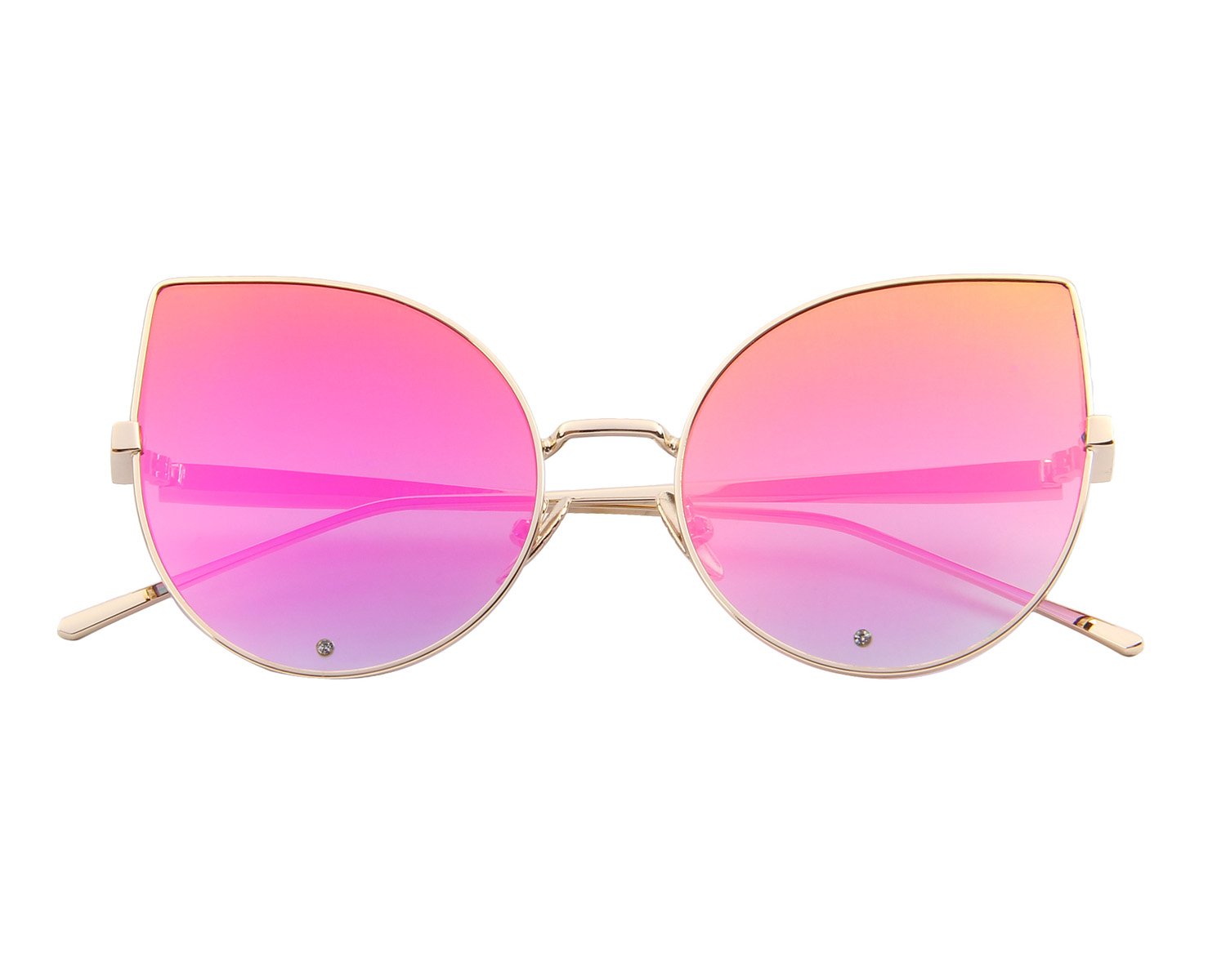 MERRY'S Women's Rose Gold Cat Eye Sunglasses with Pink Mirrored Lens S8026 - Stylish UV Protection for Beach, Driving & Outdoor Fashion