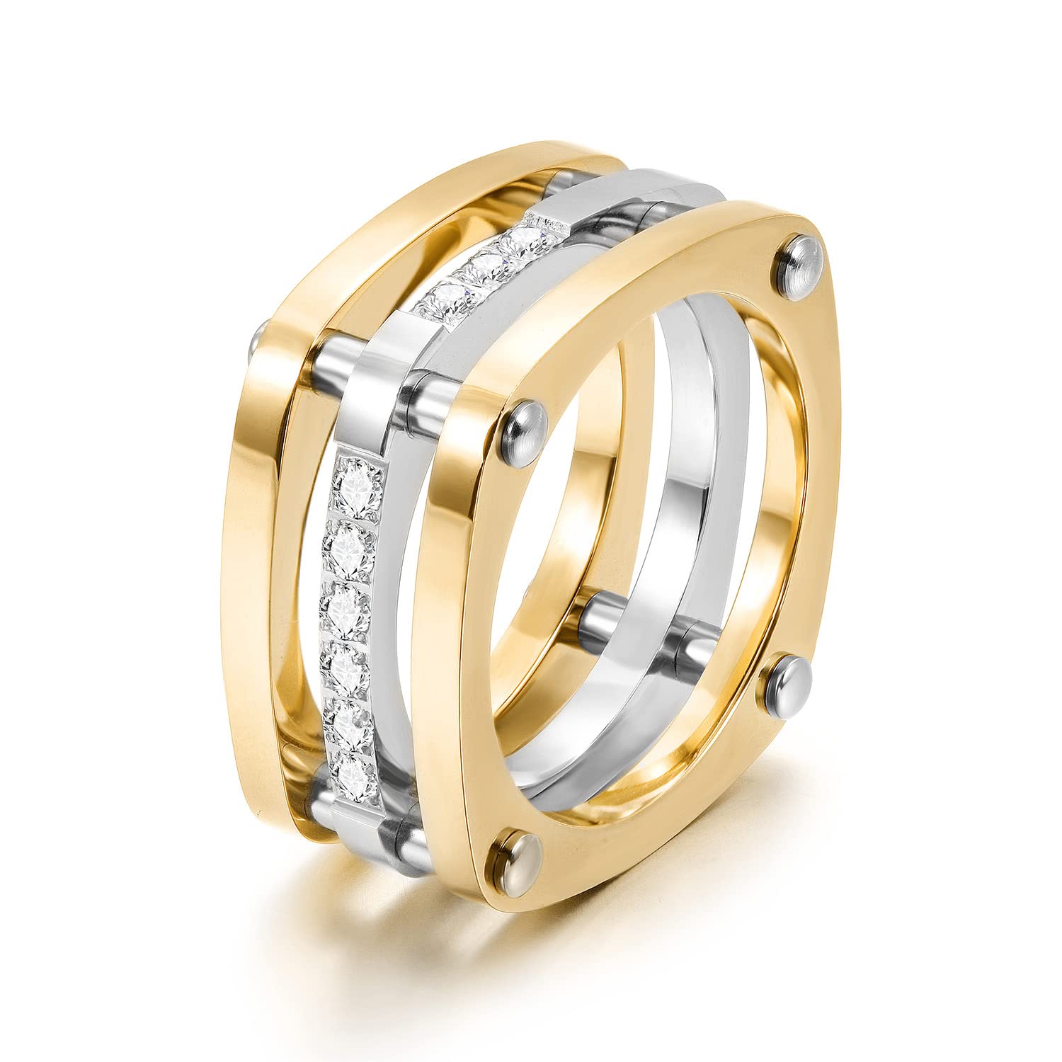 Two-Tone Diamond Crystal Infinity Rings for Women & Men - Wedding & Party Jewelry
