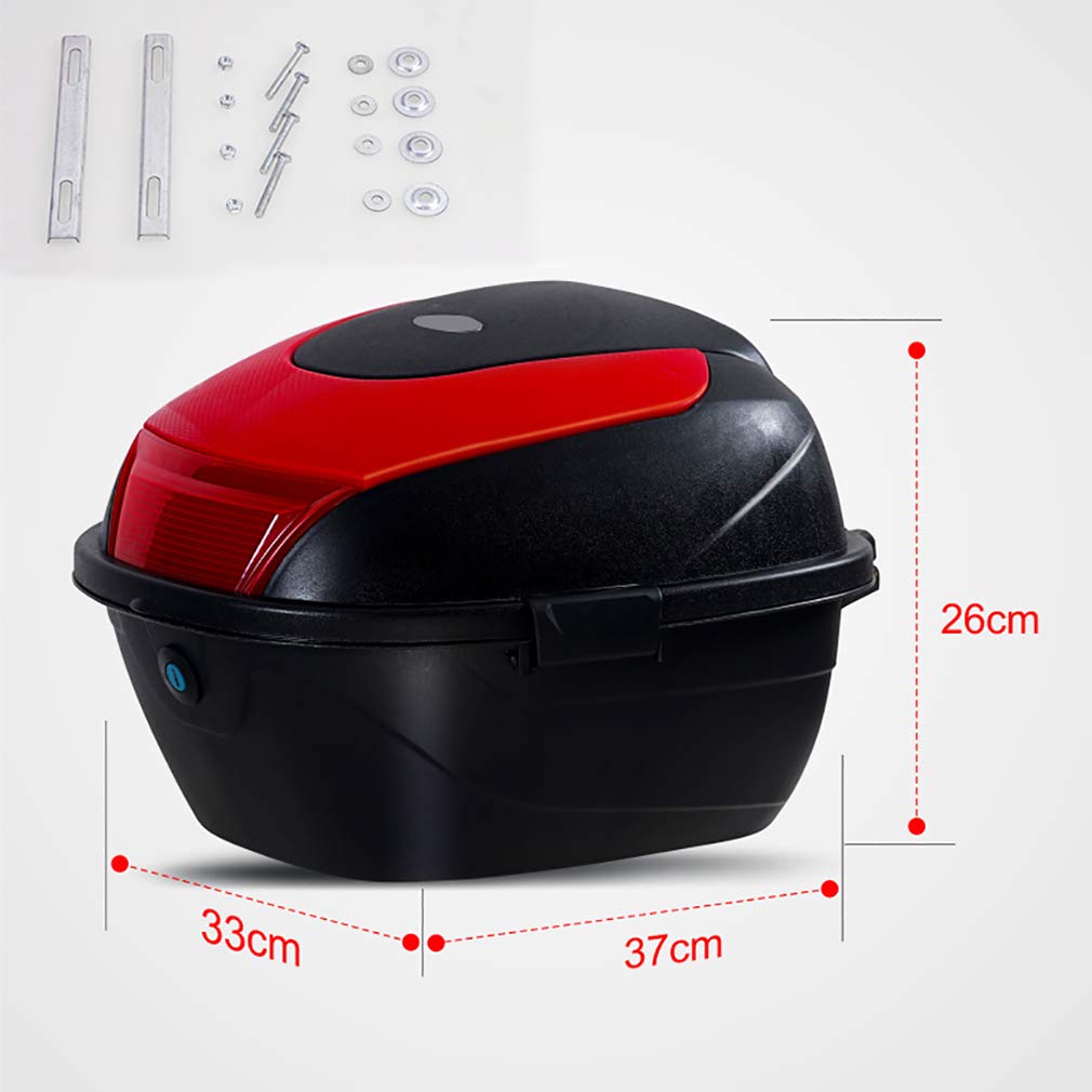 Universal Motorcycle Touring Top Box - Heavy Duty Scooter Tail Trunk Luggage Storage with Backrest & Helmet Compartment (Black) - Perfect for Long Rides, Commuting & Adventure Travel