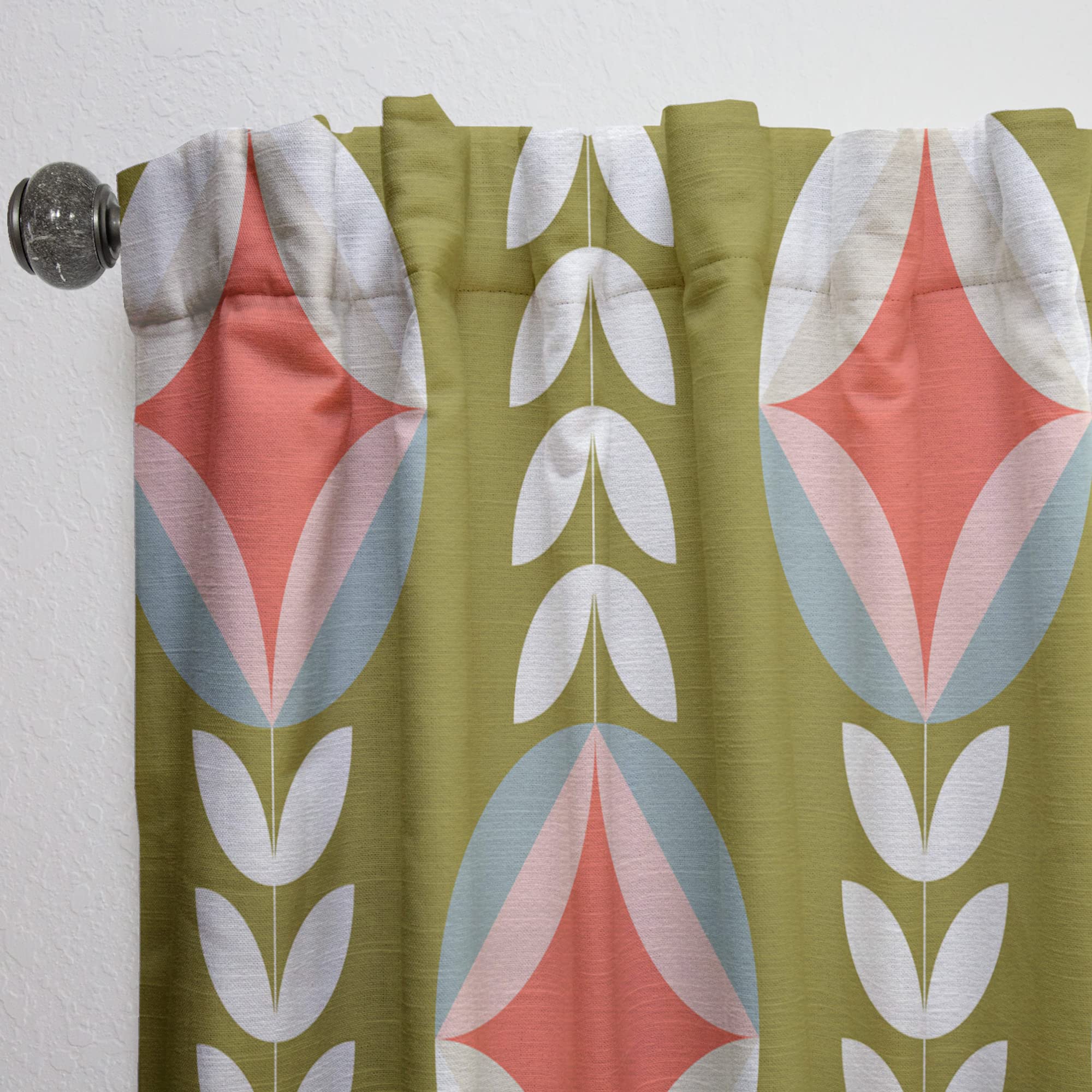 DesignQ Retro Botanical Pattern Thermal Insulated Curtains - Single Panel 52x120 - Blackout Drapes for Bedroom & Living Room - Perfect for Home Decor & Sun Protection